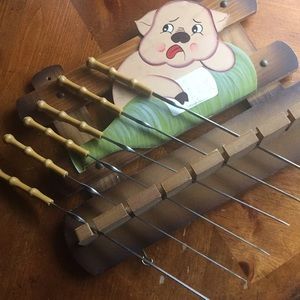 Organizer for kit utensils Barbecue tools wood SET